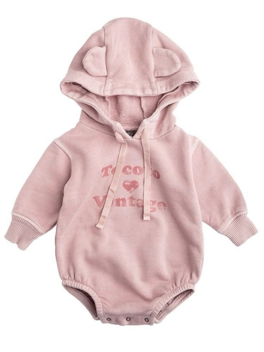 Tocoto Vintage Toddler Girl 18M Pink Neutral Designer Hoodie Romper Ears